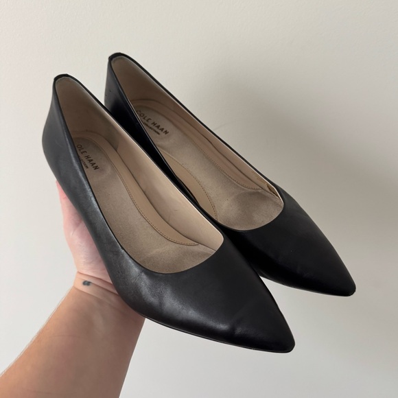 Cole Haan Leather Pointed Toe Heels Black Size 8.5 - Picture 1 of 10